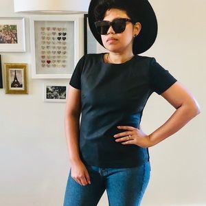 Michael Kors Faux Leather Black Top